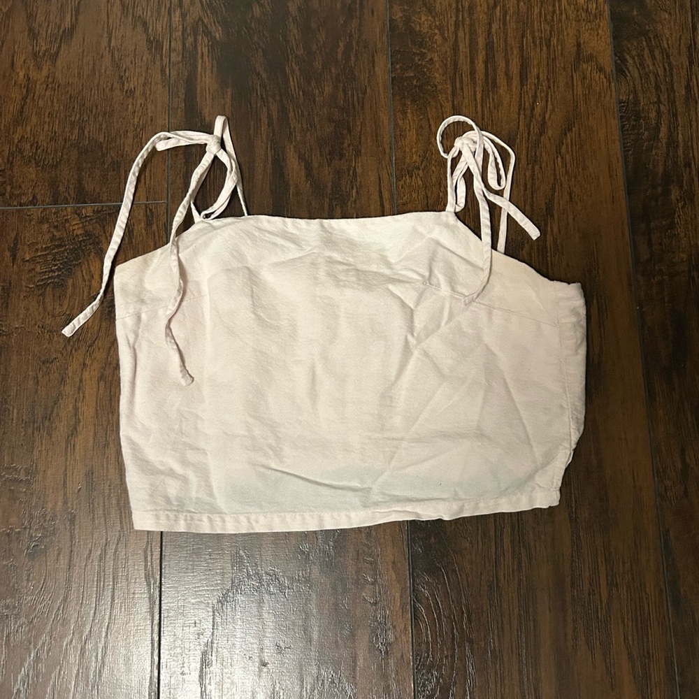 Brandy Melville Women's pink Tie-Strap Top